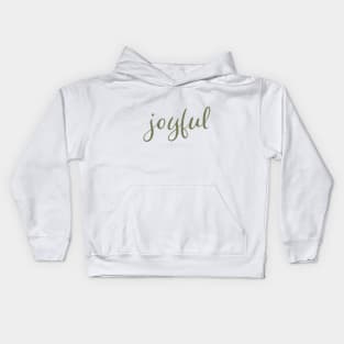 Joyful Christmas Holiday Script Olive Green Kids Hoodie